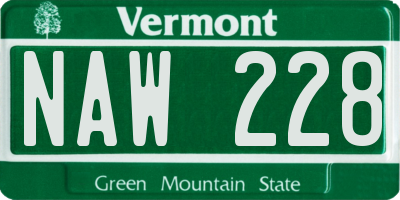 VT license plate NAW228