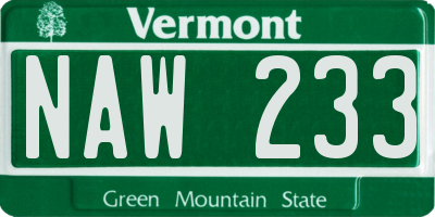 VT license plate NAW233