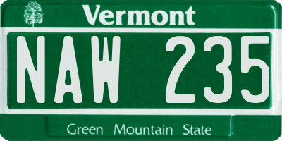VT license plate NAW235