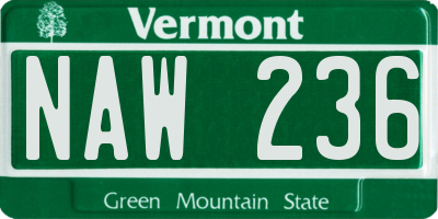 VT license plate NAW236