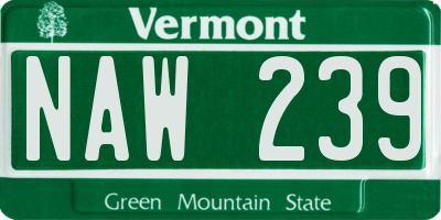 VT license plate NAW239