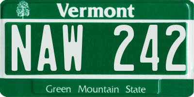 VT license plate NAW242