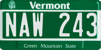 VT license plate NAW243