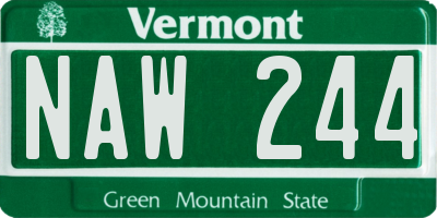 VT license plate NAW244