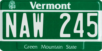 VT license plate NAW245