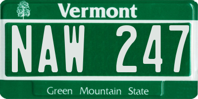 VT license plate NAW247