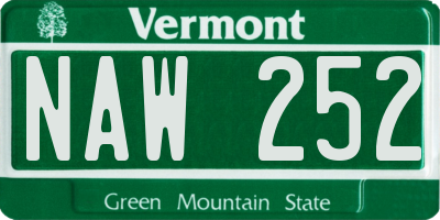 VT license plate NAW252