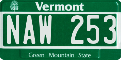 VT license plate NAW253