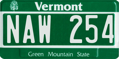 VT license plate NAW254