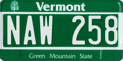 VT license plate NAW258