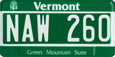 VT license plate NAW260