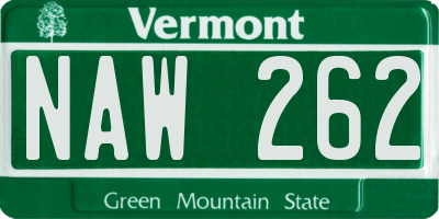 VT license plate NAW262
