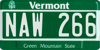 VT license plate NAW266