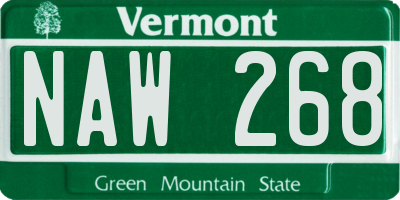 VT license plate NAW268