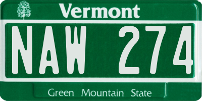 VT license plate NAW274