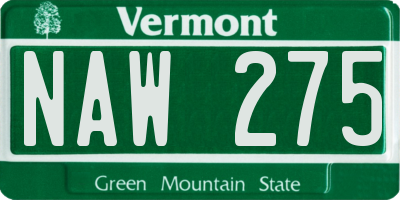 VT license plate NAW275