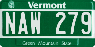 VT license plate NAW279