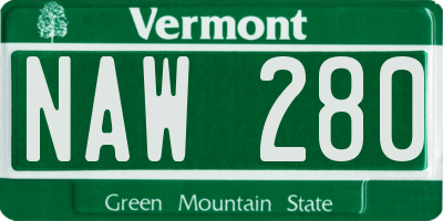 VT license plate NAW280