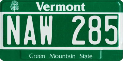 VT license plate NAW285