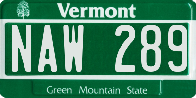 VT license plate NAW289