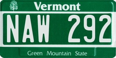 VT license plate NAW292
