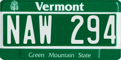 VT license plate NAW294