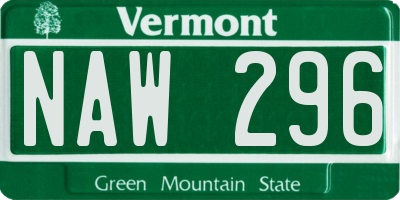 VT license plate NAW296
