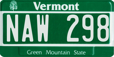 VT license plate NAW298