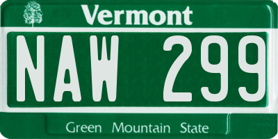 VT license plate NAW299
