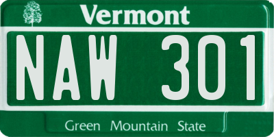 VT license plate NAW301