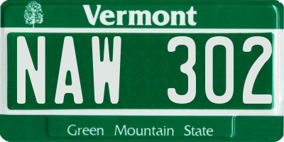 VT license plate NAW302