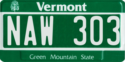 VT license plate NAW303
