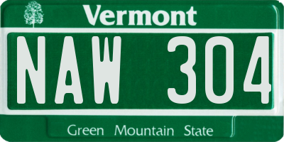 VT license plate NAW304