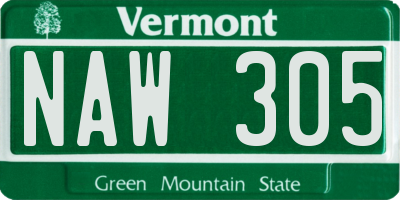 VT license plate NAW305