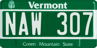 VT license plate NAW307