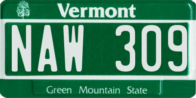 VT license plate NAW309