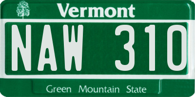 VT license plate NAW310