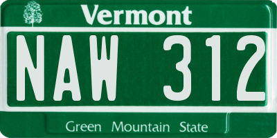 VT license plate NAW312