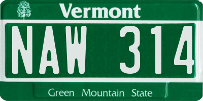 VT license plate NAW314