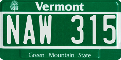 VT license plate NAW315