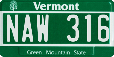 VT license plate NAW316