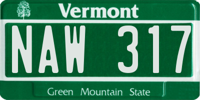VT license plate NAW317