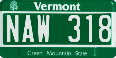 VT license plate NAW318