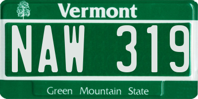 VT license plate NAW319