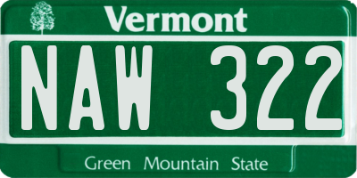 VT license plate NAW322