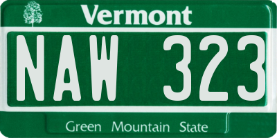 VT license plate NAW323
