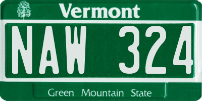 VT license plate NAW324