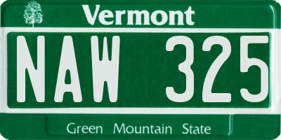 VT license plate NAW325