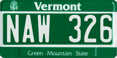 VT license plate NAW326