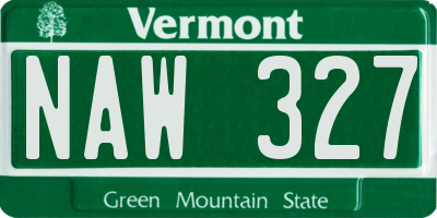 VT license plate NAW327
